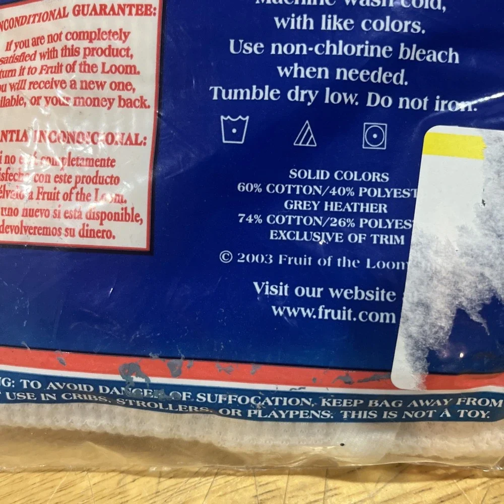2001 New‎ Fruit of the Loom Thermal Underwear Bottoms Men's 2XL Natural